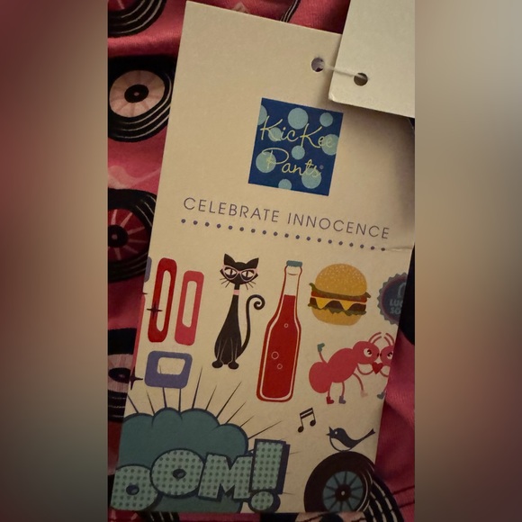 NWT Kickee Pants 4T Print Short Sleeve Kimono Pajama Set- Flamingo Record Birds - Picture 6 of 7